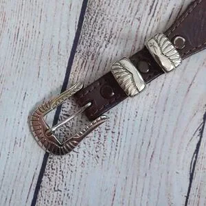Southwest Design HandmadeLeather Belt with Silver Buckle by Appaloosa Trading Co Leather Belts | Appaloosa Trading Co main image 3